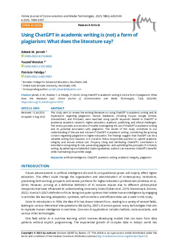 (PDF) Using ChatGPT in academic writing is (not) a form of plagiarism ...