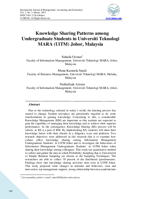 (PDF) Knowledge Sharing Patterns among Undergraduate Students in ...