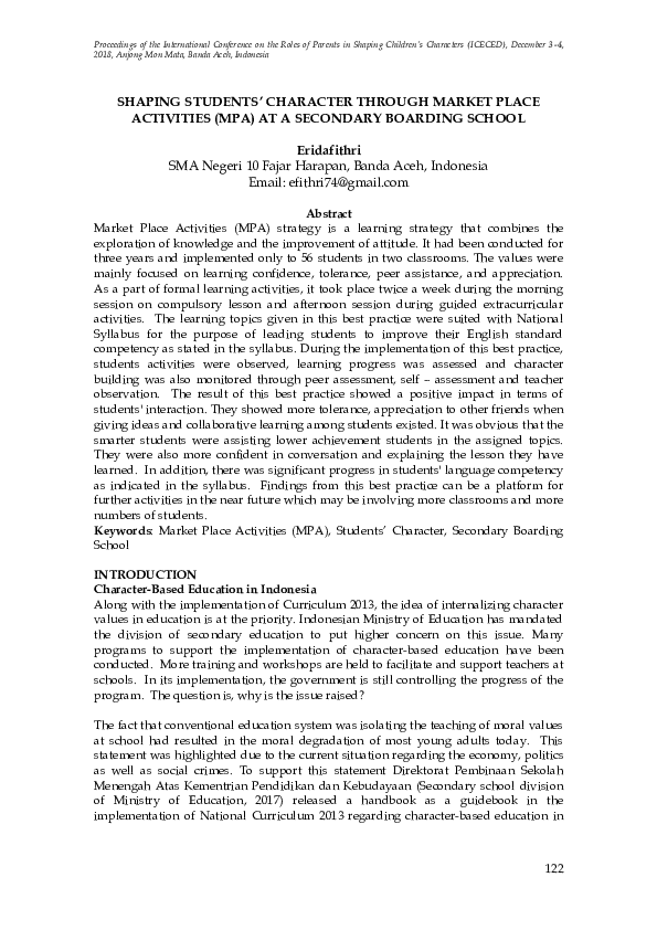(PDF) SHAPING STUDENTS' CHARACTER THROUGH MARKET PLACE ACTIVITIES (MPA ...