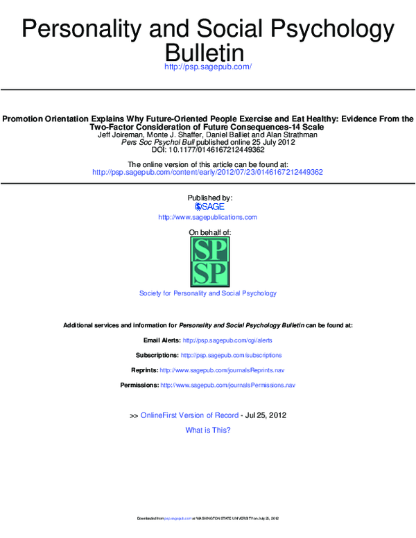 (PDF) Promotion Orientation Explains Why Future-Oriented People ...