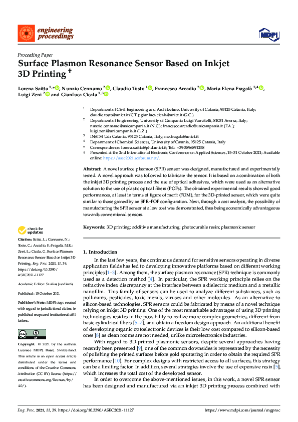 (PDF) Surface Plasmon Resonance Sensor Based on Inkjet 3D Printing