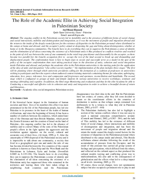 (PDF) The Role of the Academic Elite in Achieving Social Integration in ...