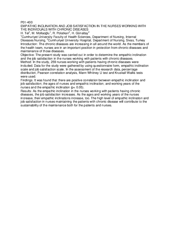 (PDF) P01-400 - Empathic inclination and job satisfaction in the nurses ...