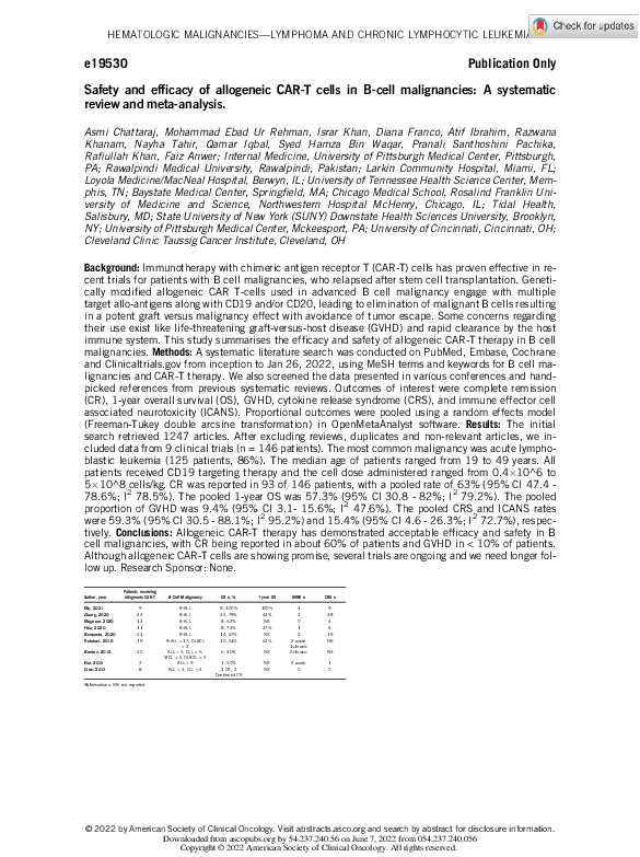 (PDF) Safety and efficacy of allogeneic CAR-T cells in B-cell ...