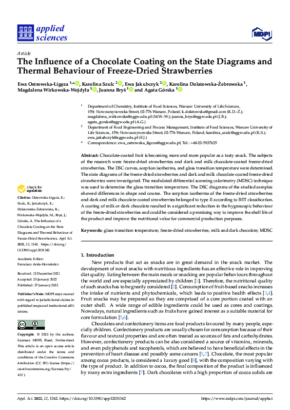 (PDF) The Influence of a Chocolate Coating on the State Diagrams and ...