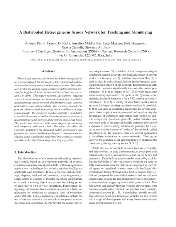(PDF) A distributed heterogeneous sensor network for tracking and ...