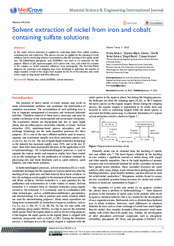 (PDF) Solvent extraction of nickel from iron and cobalt containing ...