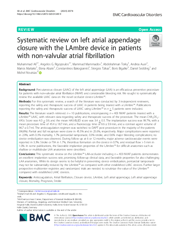 (PDF) Systematic review on left atrial appendage closure with the ...