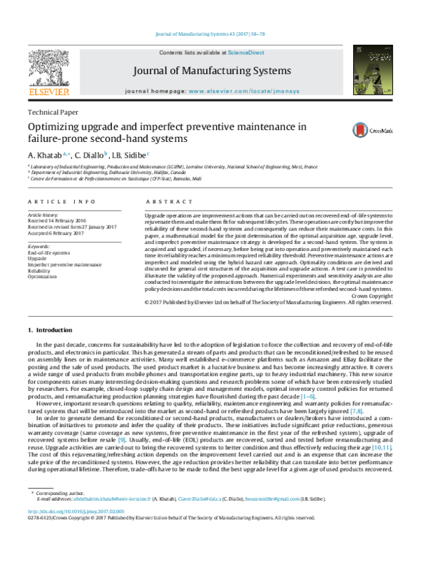 (PDF) Optimizing upgrade and imperfect preventive maintenance in ...