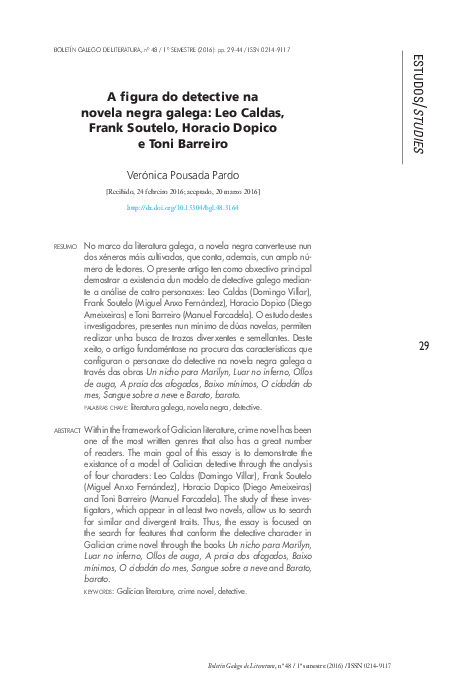 (PDF) A figura do detective na novela negra galega: Leo Caldas, Frank ...