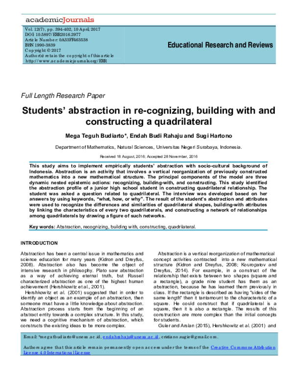 (PDF) Students abstraction in re-cognizing, building with and ...