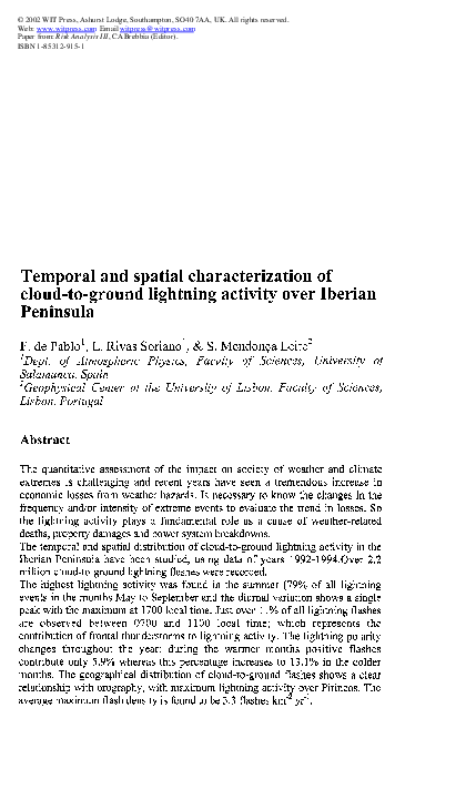 (PDF) Temporal and spatial characterization of cloud-to-ground ...