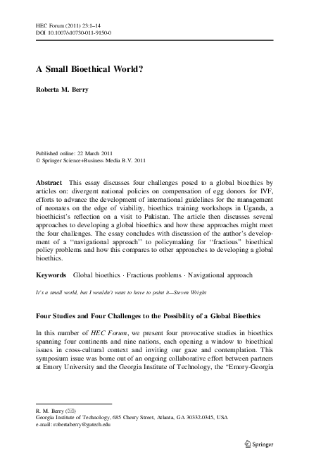 (PDF) A small bioethical world?