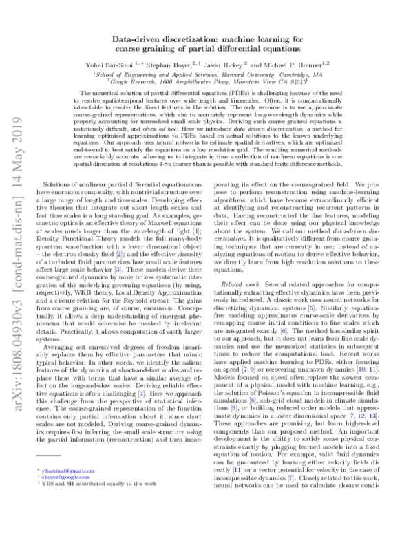 (PDF) Data-driven discretization: machine learning for coarse graining ...