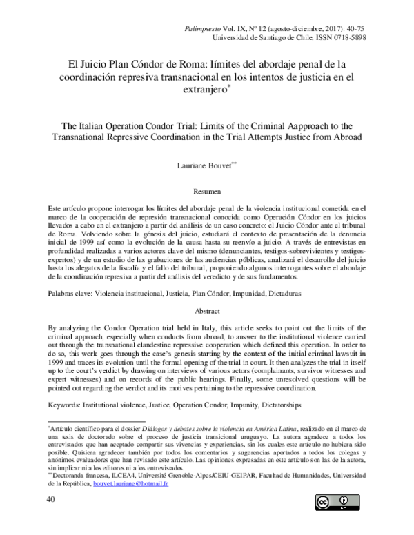 (PDF) The Italian Operation Condor Trial: Limits of the Criminal ...