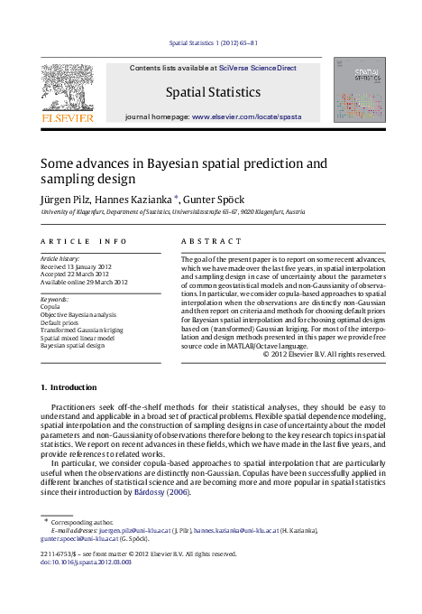 (PDF) Some advances in Bayesian spatial prediction and sampling design