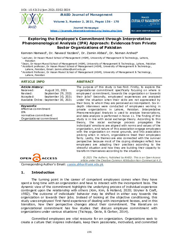 (PDF) Exploring the Employee’s Commitment through Interpretative ...
