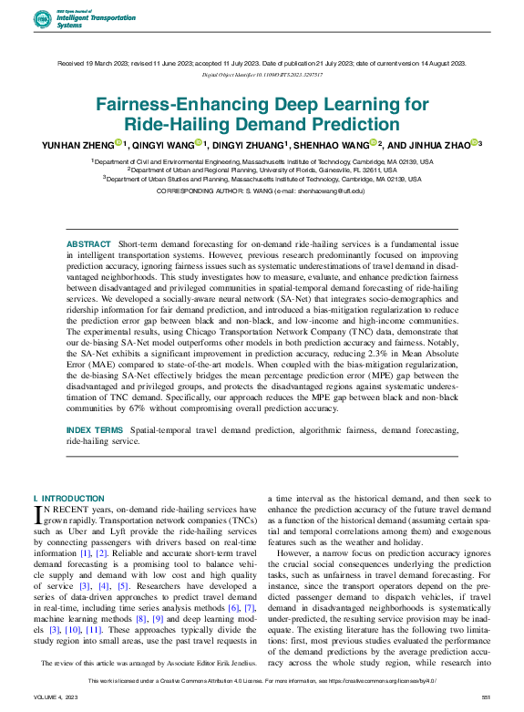 (PDF) Fairness-Enhancing Deep Learning for Ride-Hailing Demand Prediction