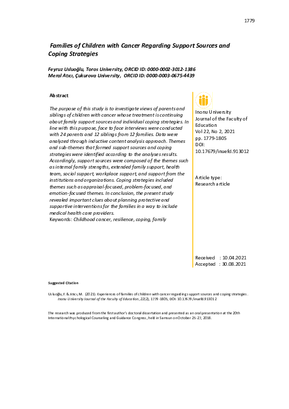 (PDF) Experiences of Families of children with Cancer Regarding support ...