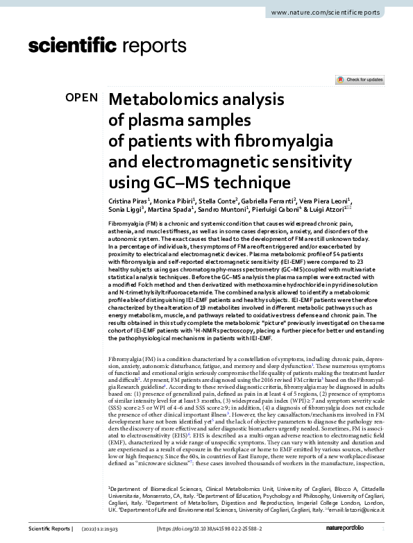 (PDF) Metabolomics analysis of plasma samples of patients with ...