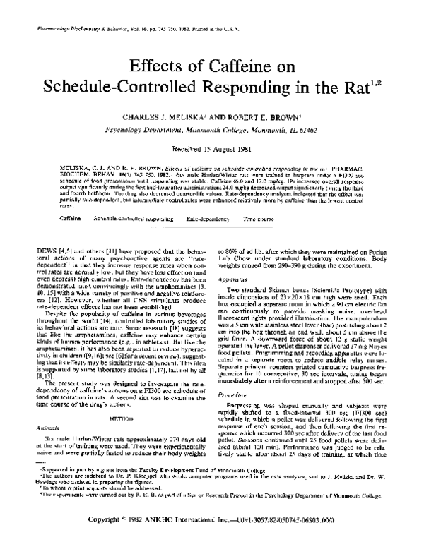 (PDF) Effects of caffeine on schedule-controlled responding in the rat