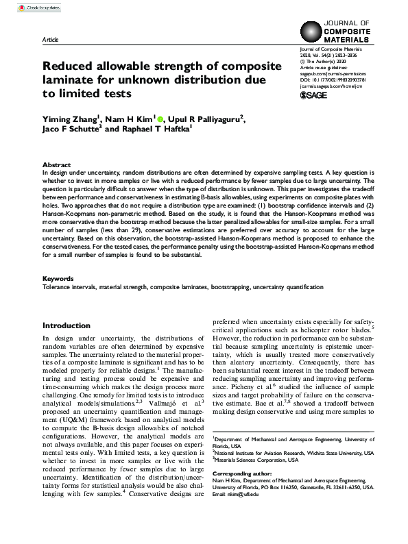 (PDF) Reduced allowable strength of composite laminate for unknown ...