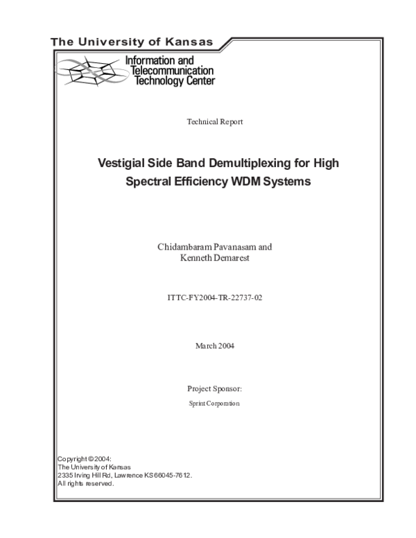 (PDF) Vestigial Side Band Demultiplexing for High Spectral Efficiency ...