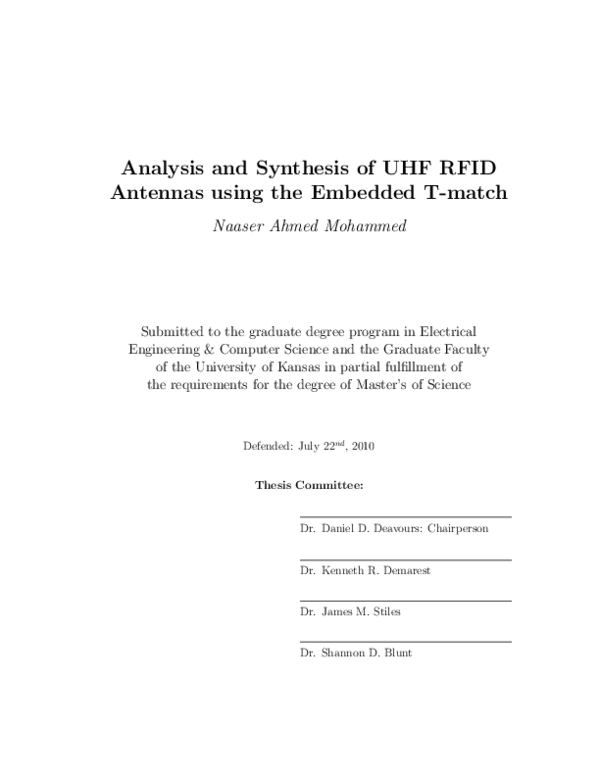 (PDF) Analysis and synthesis of UHF RFID antennas using the embedded T ...