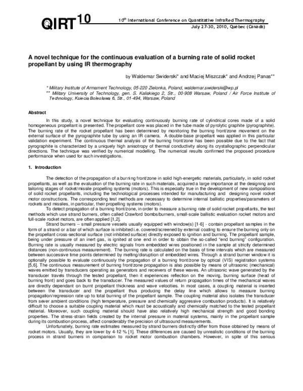(PDF) A novel technique for the continuous evaluation of a burning rate ...