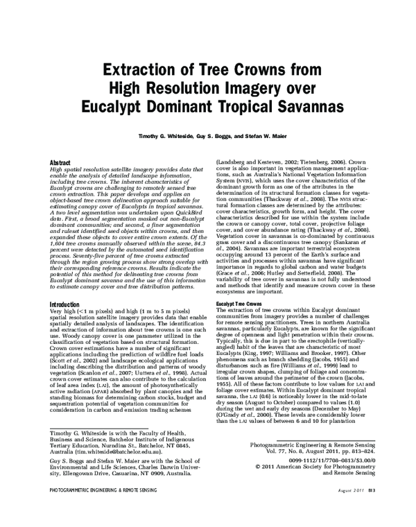 (PDF) Extraction of Tree Crowns from High Resolution Imagery over ...