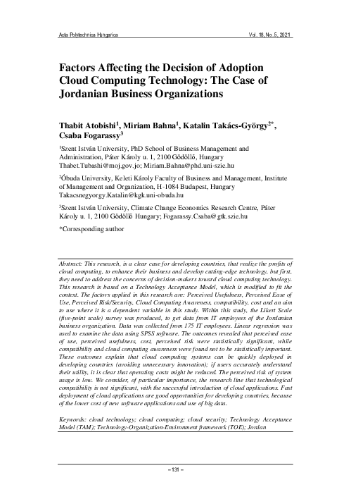 (PDF) Factors Affecting the Decision of Adoption Cloud Computing ...