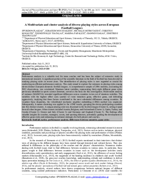 (PDF) A Multivariate and cluster analysis of diverse playing styles ...