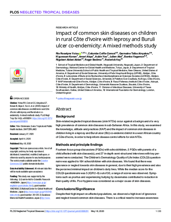 (PDF) Impact of common skin diseases on children in rural Côte d’Ivoire ...