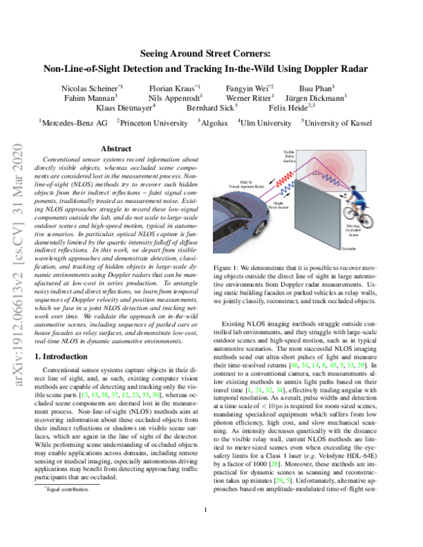 (PDF) NLOS Detection and Tracking with Doppler Radar