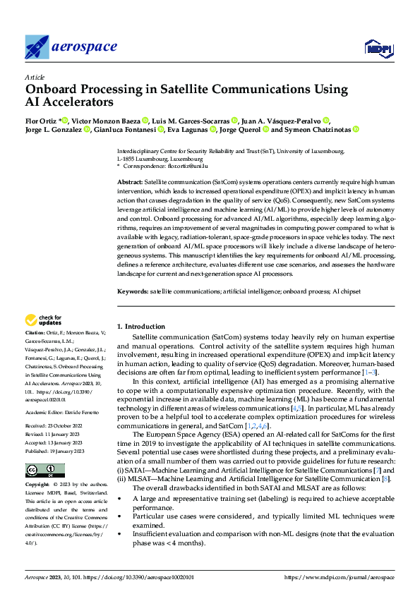 (PDF) Onboard Processing in Satellite Communications Using AI Accelerators