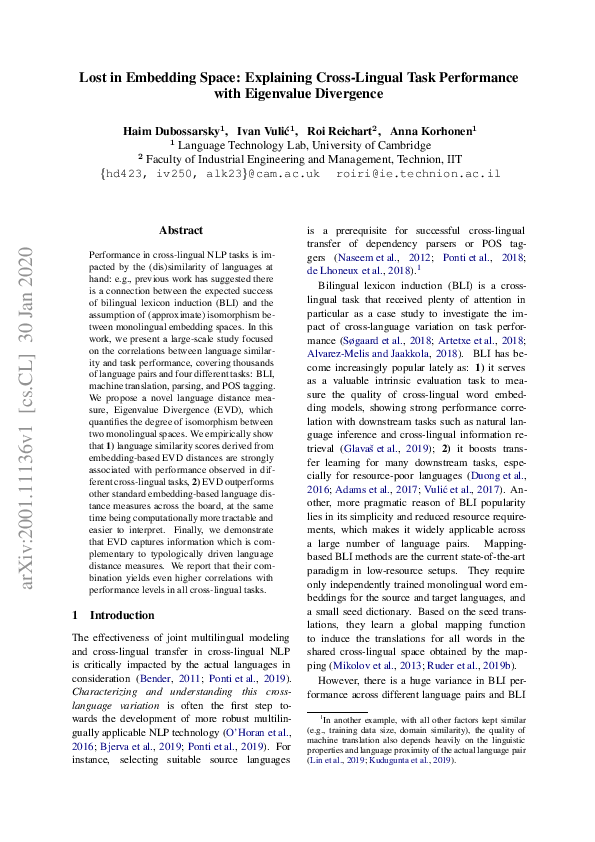 (PDF) Lost in Embedding Space: Explaining Cross-Lingual Task ...
