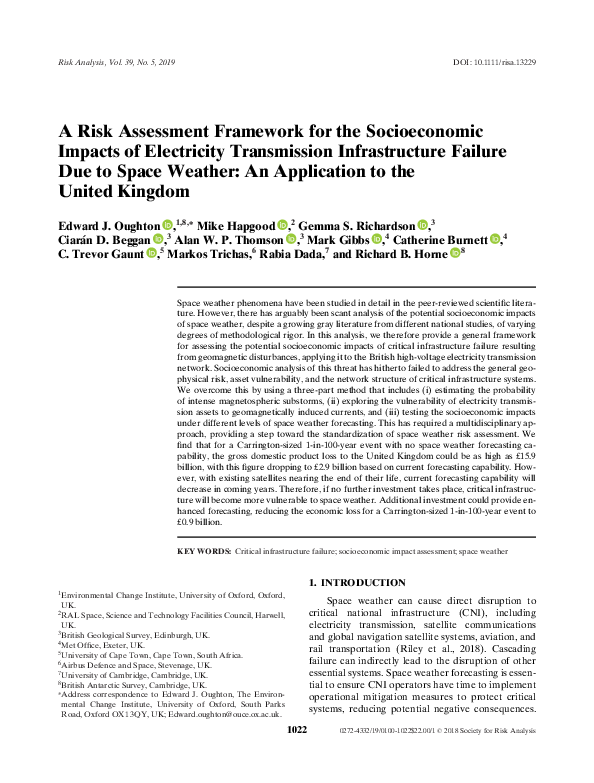 (PDF) A Risk Assessment Framework for the Socioeconomic Impacts of ...