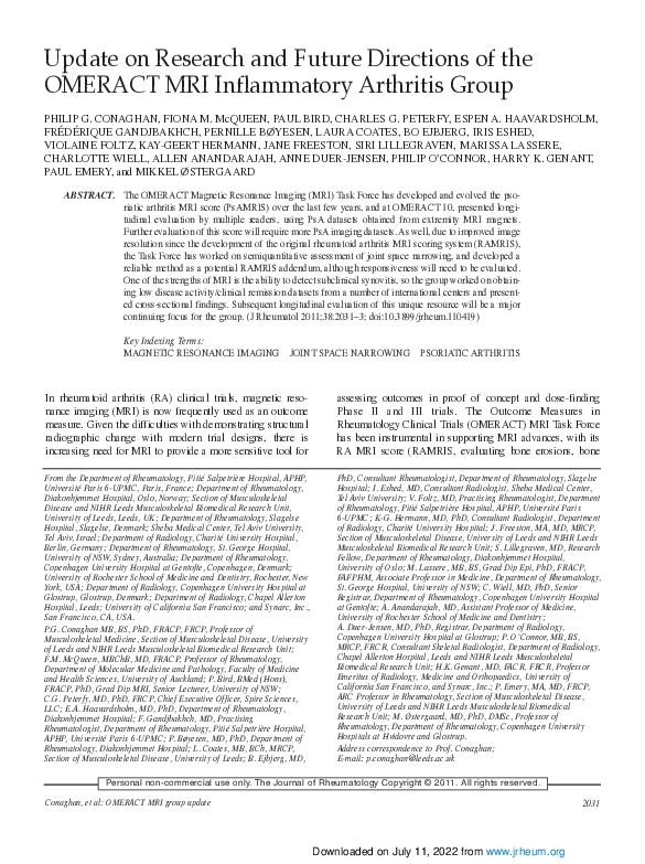(PDF) Update on Research and Future Directions of the OMERACT MRI ...