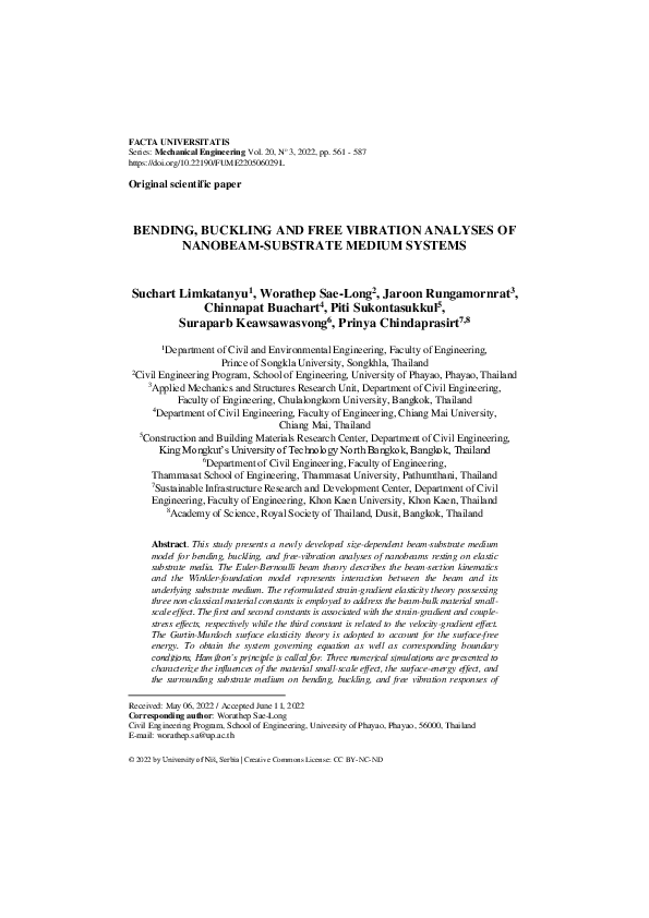 (PDF) Bending, Buckling and Free Vibration Analyses of Nanobeam ...