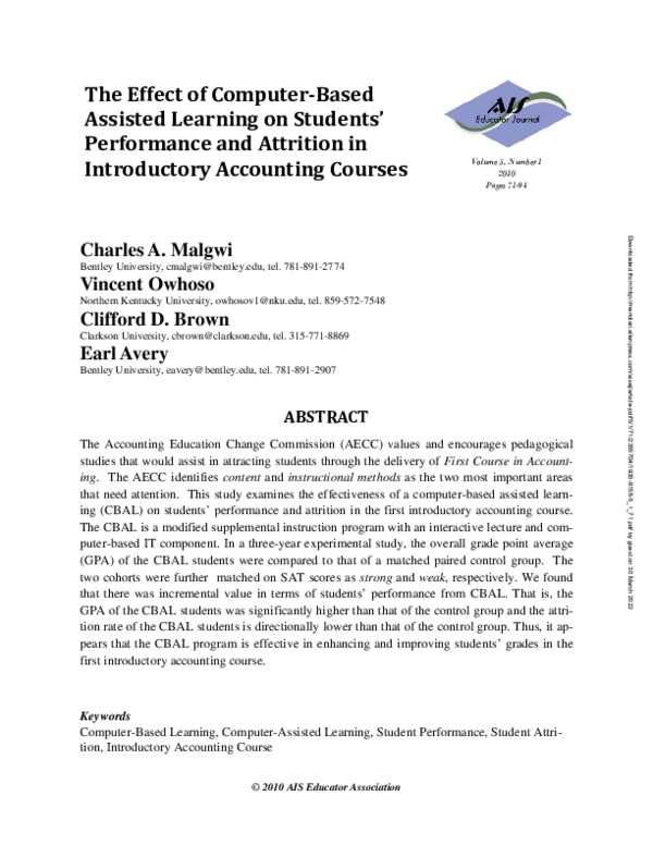 (PDF) The Effect of ComputerBased Assisted Learning on Students ...