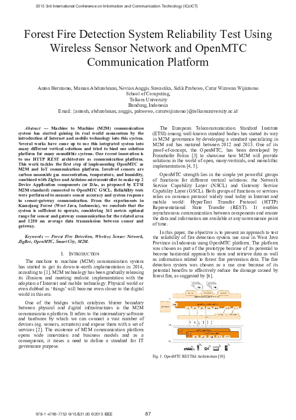(PDF) Forest fire detection system reliability test using wireless ...