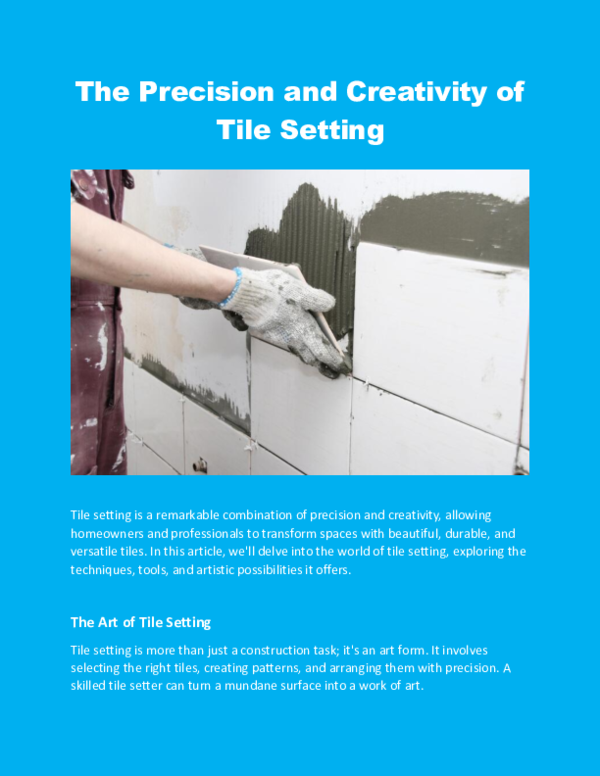 (PDF) The Precision and Creativity of Tile Setting