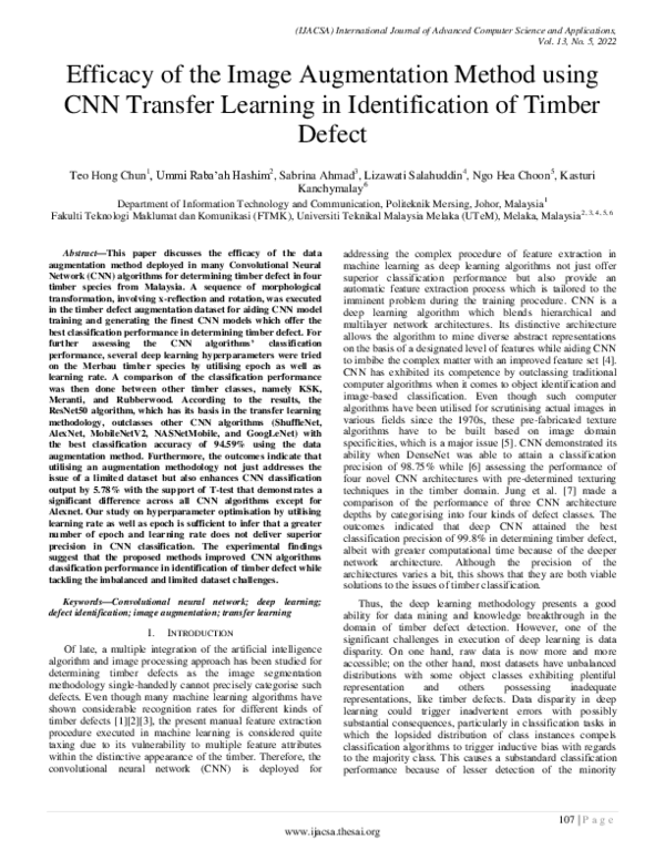 (PDF) Efficacy of the Image Augmentation Method using CNN Transfer ...