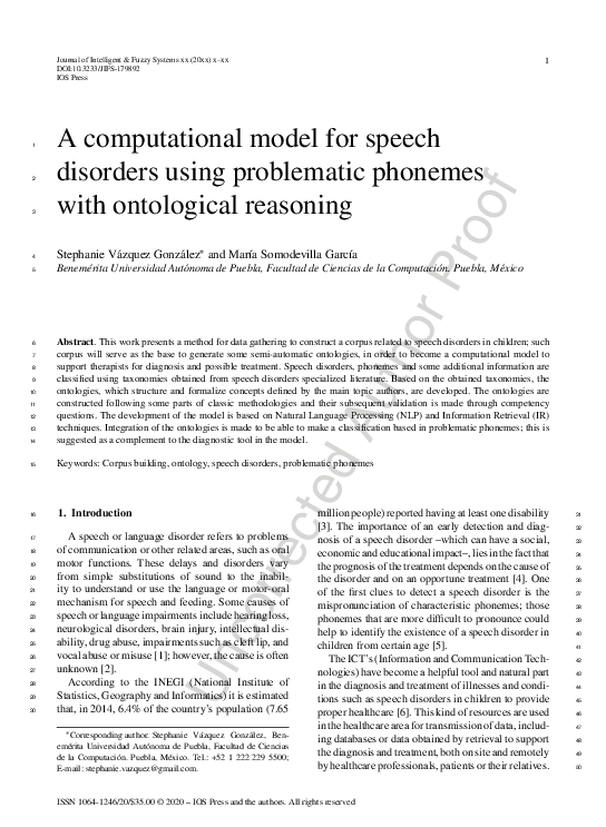 (PDF) A computational model for speech disorders using problematic ...