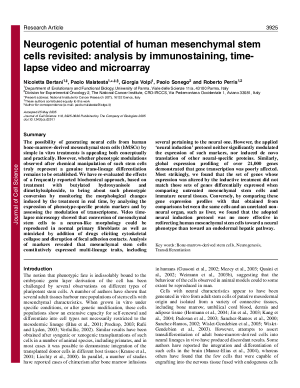 (PDF) Neurogenic potential of human mesenchymal stem cells revisited ...