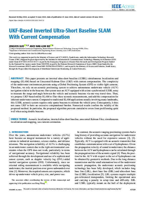 (PDF) UKF-Based Inverted Ultra-Short Baseline SLAM With Current ...