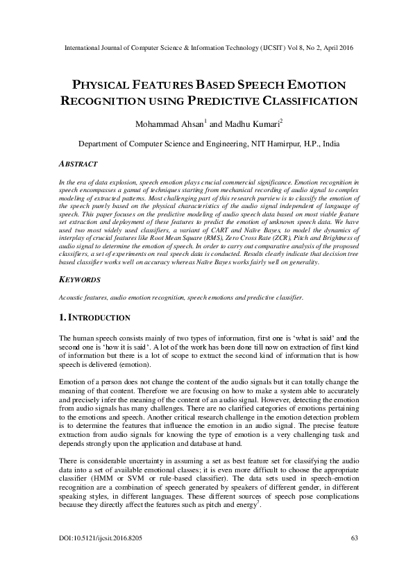 (PDF) Physical Features Based Speech Emotion Recognition Using ...