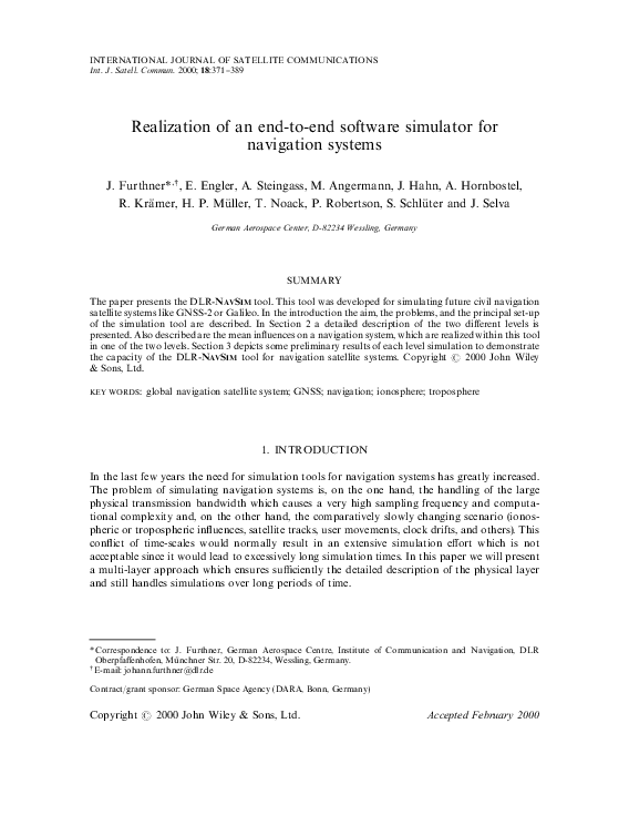 (PDF) Realization of an end‐to‐end software simulator for navigation ...