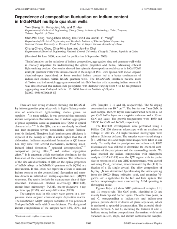 (PDF) Dependence of composition fluctuation on indium content in InGaN ...
