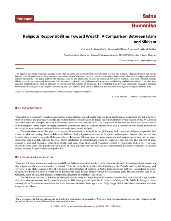 (PDF) Religious Responsibilities Toward Wealth: A Comparison Between ...